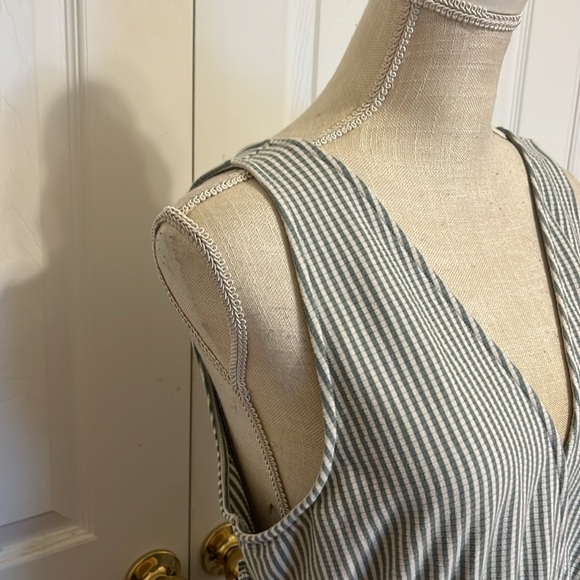 American Eagle Striped Tier Midi Dress/ White & Blue/ Size Large/ Stretch/Cotton - Picture 4 of 8